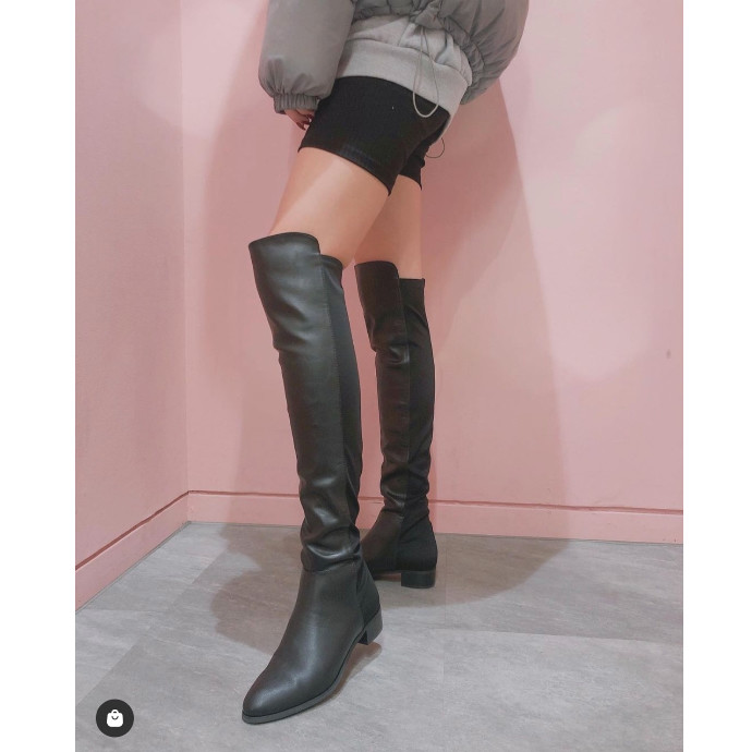 エコレザー異素材コンビストレッチニーハイブーツ ショップニュース 河原町オーパ