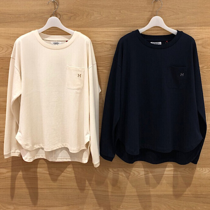 HRM☆Hエンブロイダリーラウンドヘム ロングスリーブＴシャツ ウイメンズ