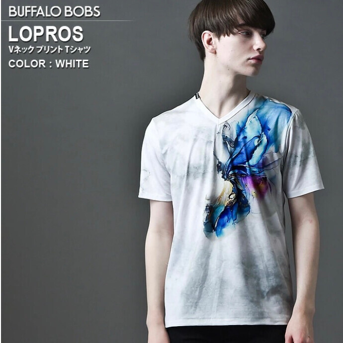 BUFFALO BOBS バッファローボブズ の LOPROS(ロプロス) Vネック フラワープリント Tシャツ