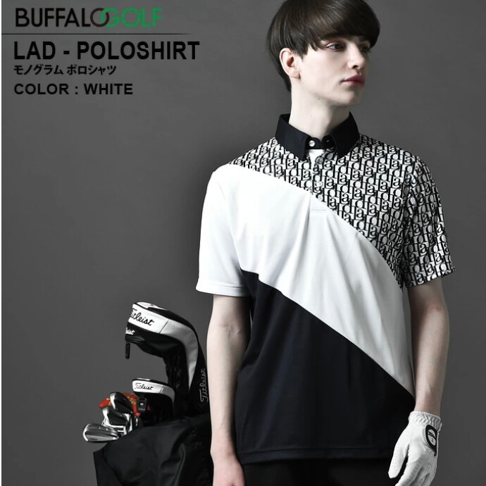 BUFFALO GOLF (バッファローゴルフ)    LAD-POLOSHIRT(ラッド-ポロシャツ)モノグラム ポロシャツ