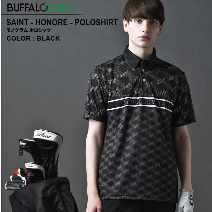 BUFFALO GOLF (バッファローゴルフ)  SAINT-HONORE-POLOSHIRT(サントノーレ-ポロシャツ)モノグラム ポロシャツ
