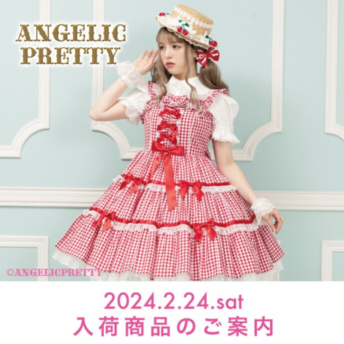 Angelic Pretty♡ いちごシフォン3段フリルJSK - ひざ丈ワンピース