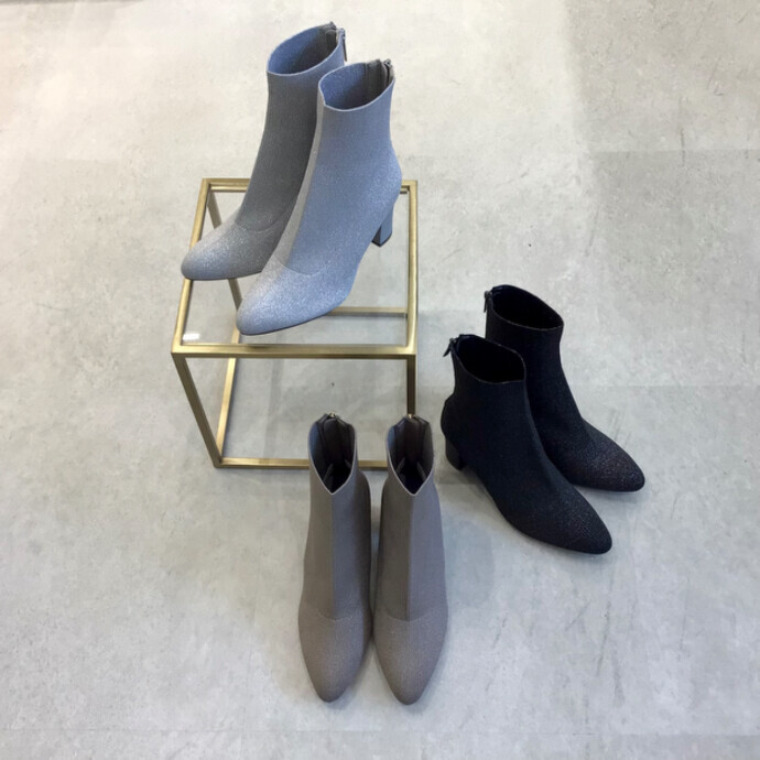 【SUSTAINABLE】ラメニットショートブーツ👢✨