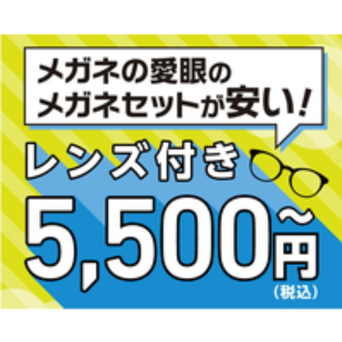 愛眼なら￥5,500(税込)～メガネが手に入ります！