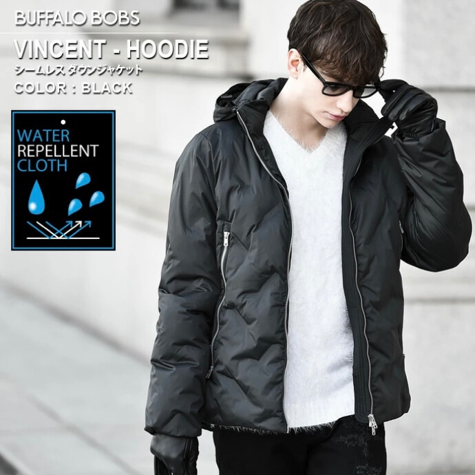 BUFFALO BOBS(バッファローボブズ)VINCENT-HOODIE(ヴィンセント-フーディー)シームレス ダウンジャケット