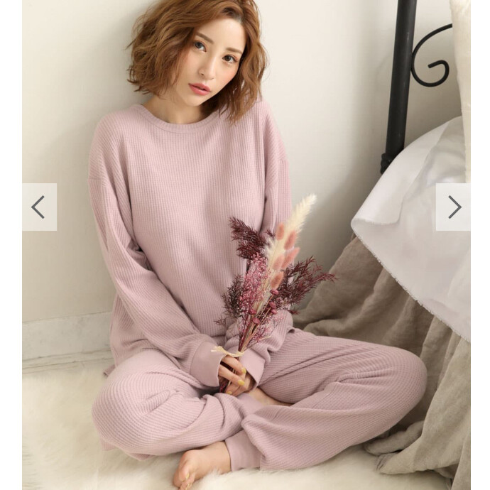 ふんわりワッフル腹巻き付きルームウェア
