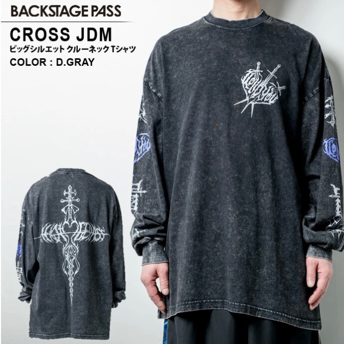 BACKSTAGE PASS(バックステージパス)CROSS JDM(クロス-JDM) ビッグシルエット クルーネック プリント ロンT