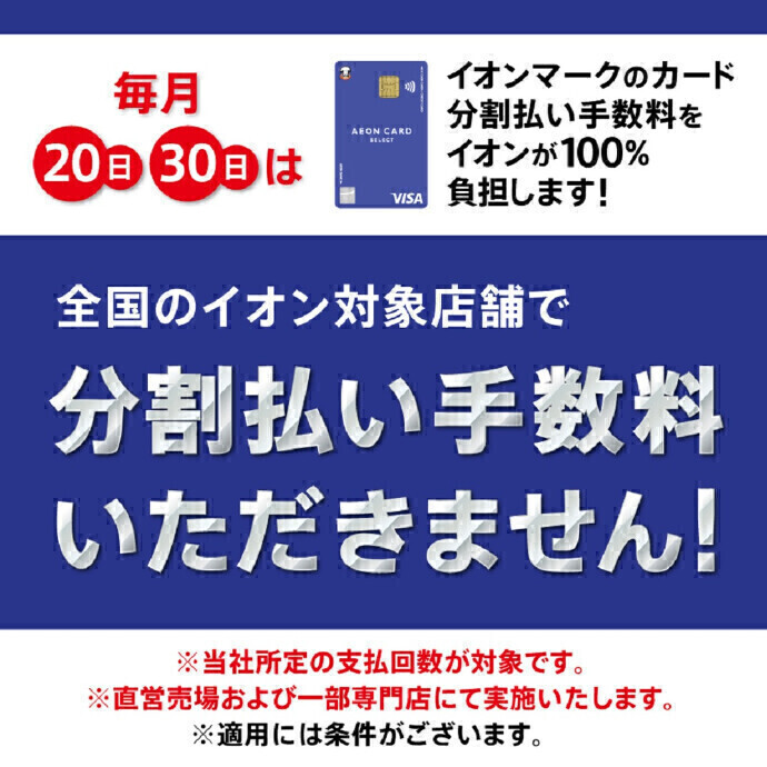 毎月20日・30日 イオンカード分割払い手数料ゼロ