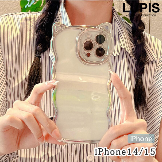 ウェーブライン猫耳iPhoneケース