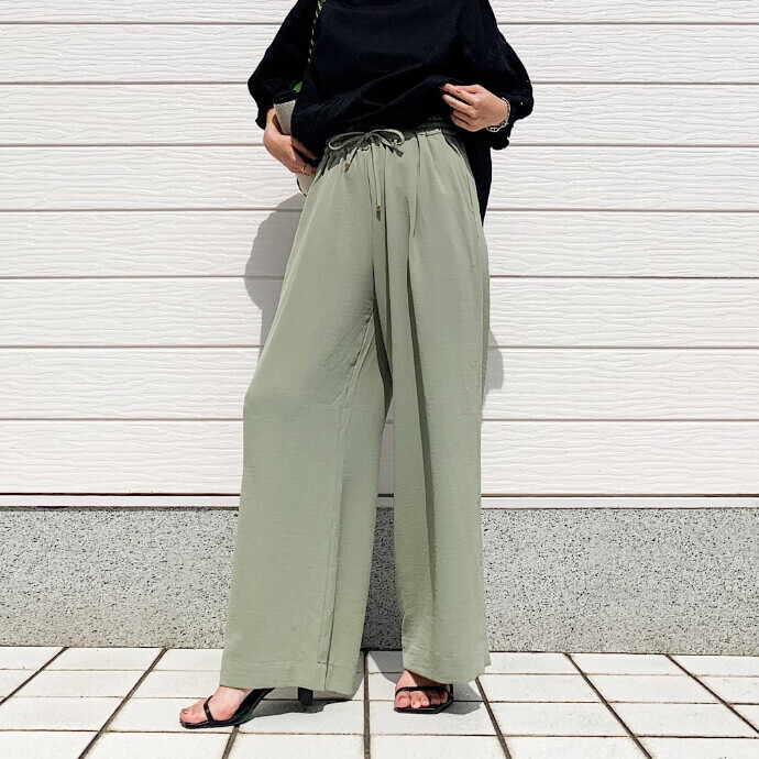 麻調リラックスパンツ