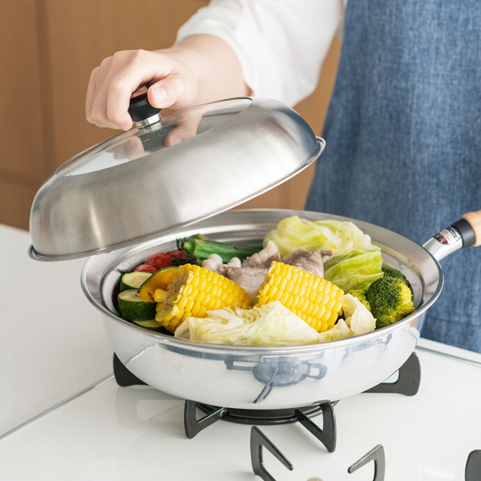 フライパン用フタ付きステンレス蒸し器