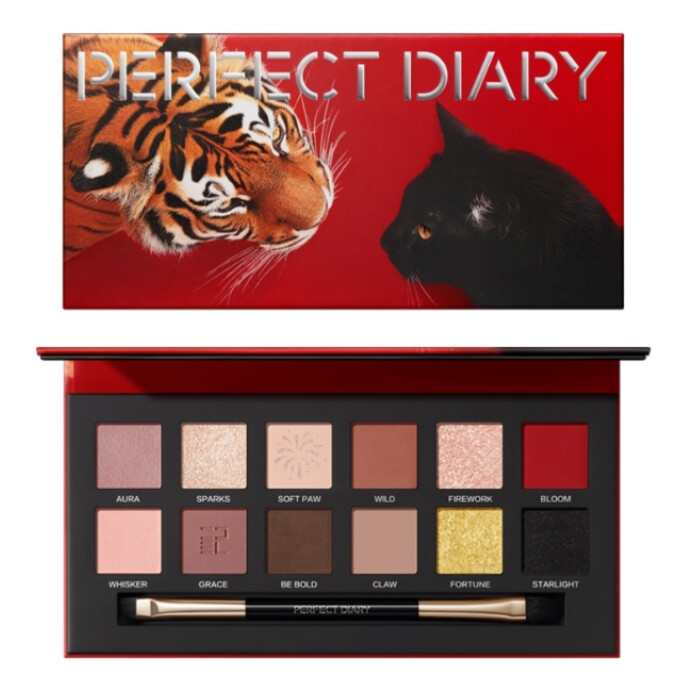 【先行販売】パーフェクトダイアリー 12色アイシャドウパレット 虎＆猫