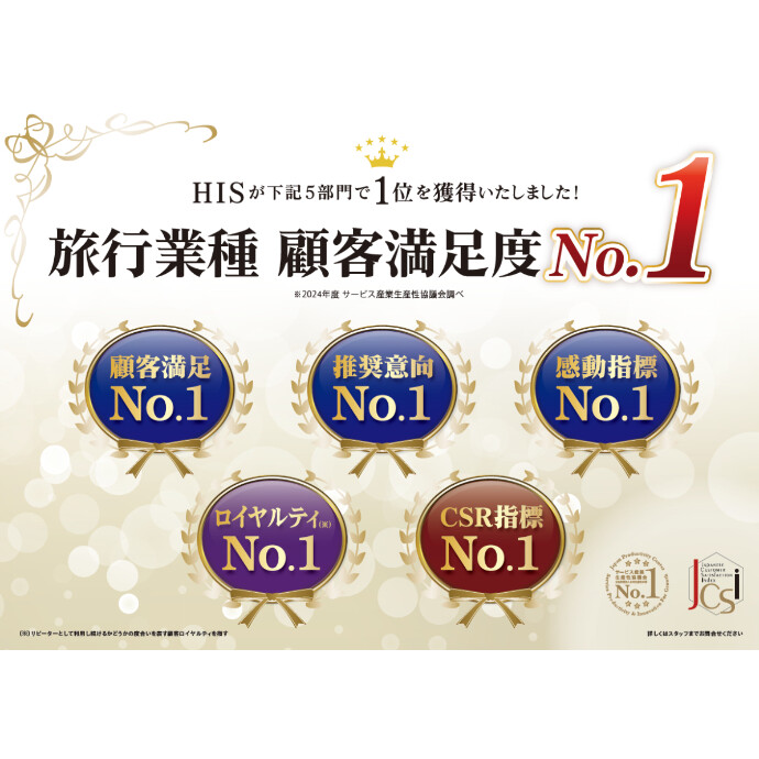 【HIS】旅行業種　顧客満足度 No.1