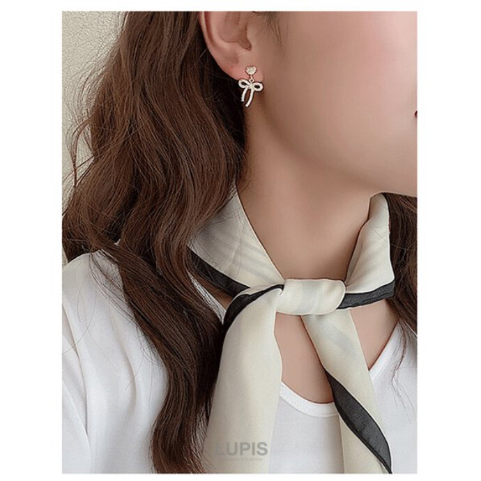 🤍ハート×リボンパヴェピアス🎀