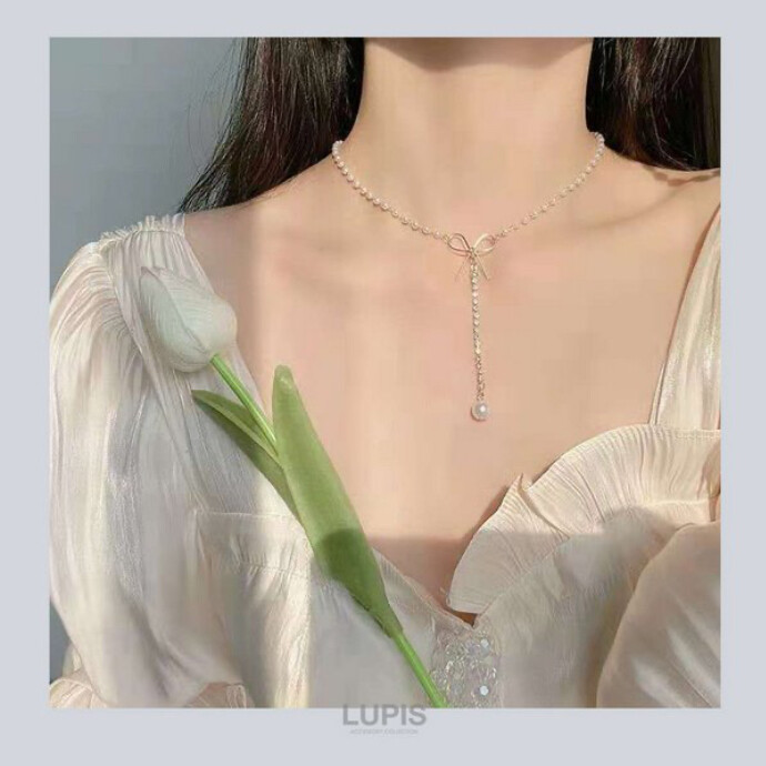 🎀パール×リボンY字ネックレス🎀