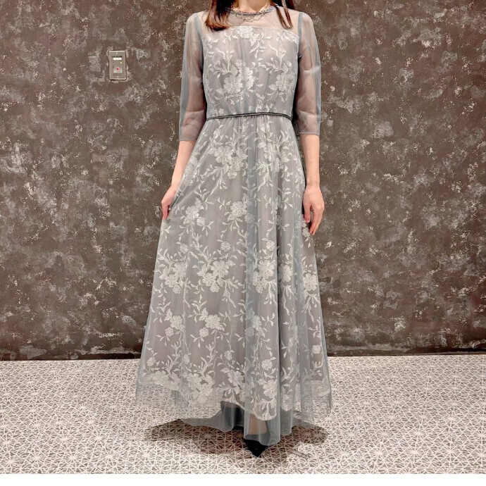花柄刺繍チュールドレス