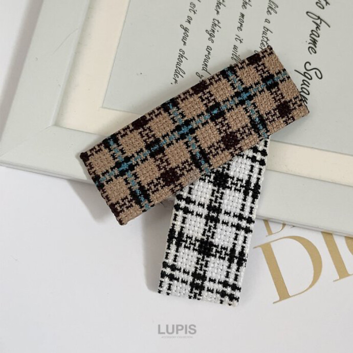 ♡チェック柄ぱっちんヘアピン♡