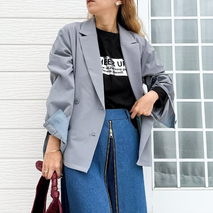 ダブルブレストバイカラージャケット