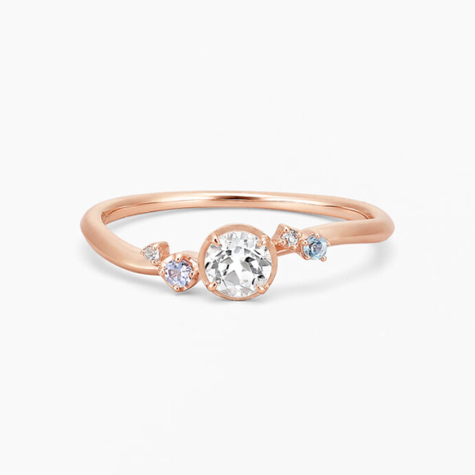 ピンクゴールで可愛らしい印象へ✨カラーストーン リング✨