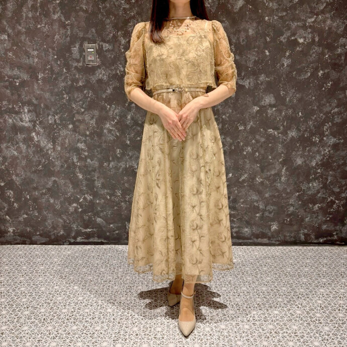 幾何学レース2ピースドレス