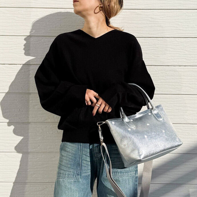 牛革ドット2WAYトート