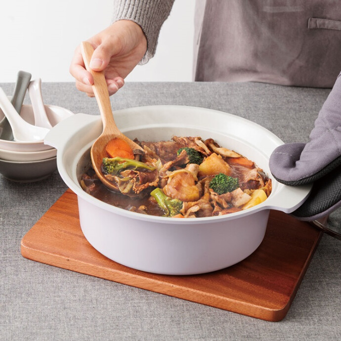 セラミックIH両手鍋21cm ライトパープル