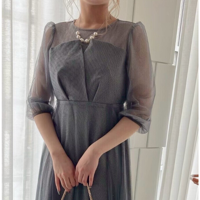 ビスチェ風トップスラメドレス