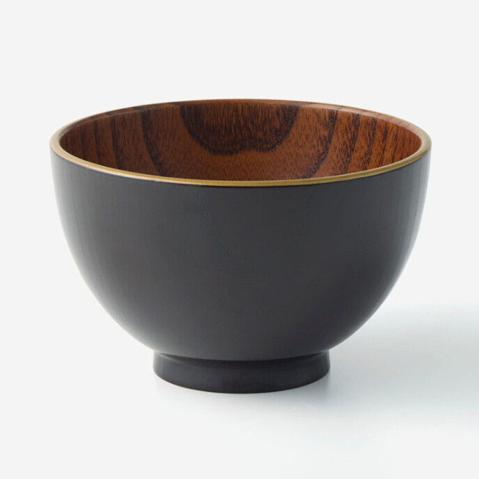 【会津塗】天然木雑煮椀　ブラック