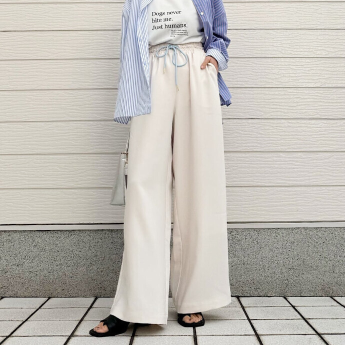 【大人気アイテム再入荷！】ウエストギャザーワイドパンツ