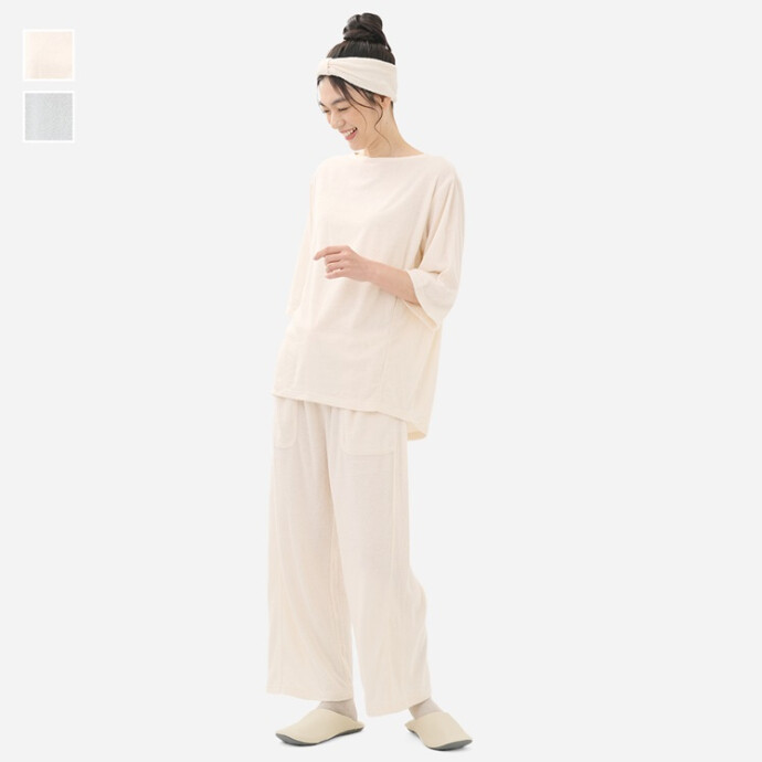 ケユカリラックスウェア 肌触りがいいムレにくいパイル7分袖セット