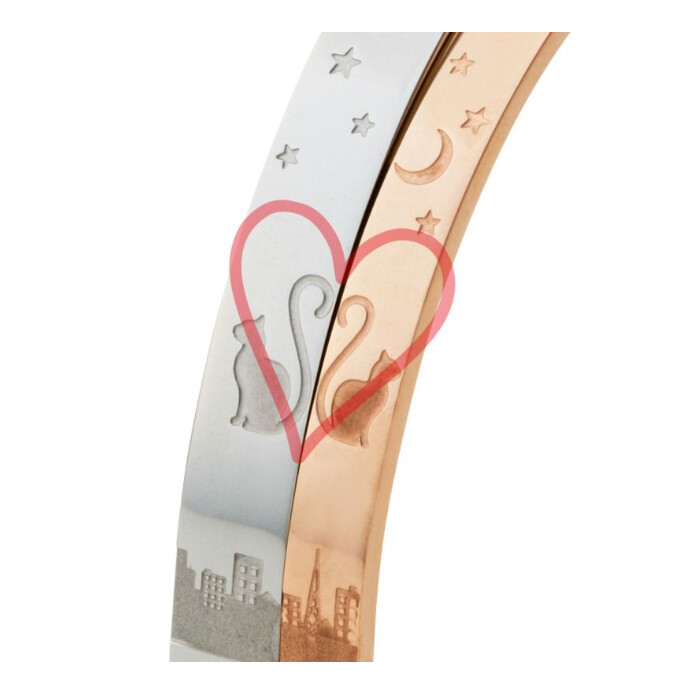 猫のシッポが合わせるとハート♡になるステンレスバングル