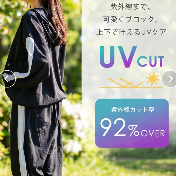 UVカット メッシュ フルジップパーカ 長袖 上下セット