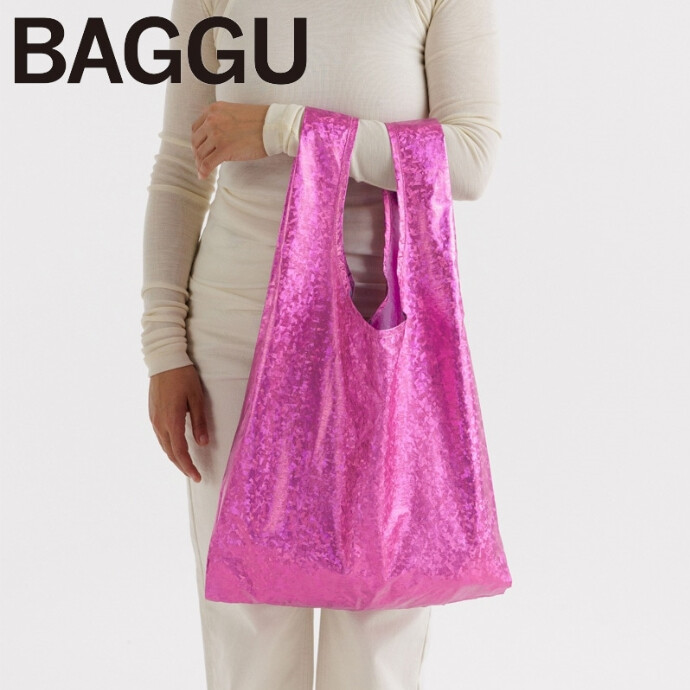 PLAZA限定 BAGGU スタンダード ホロメタリック ピンク