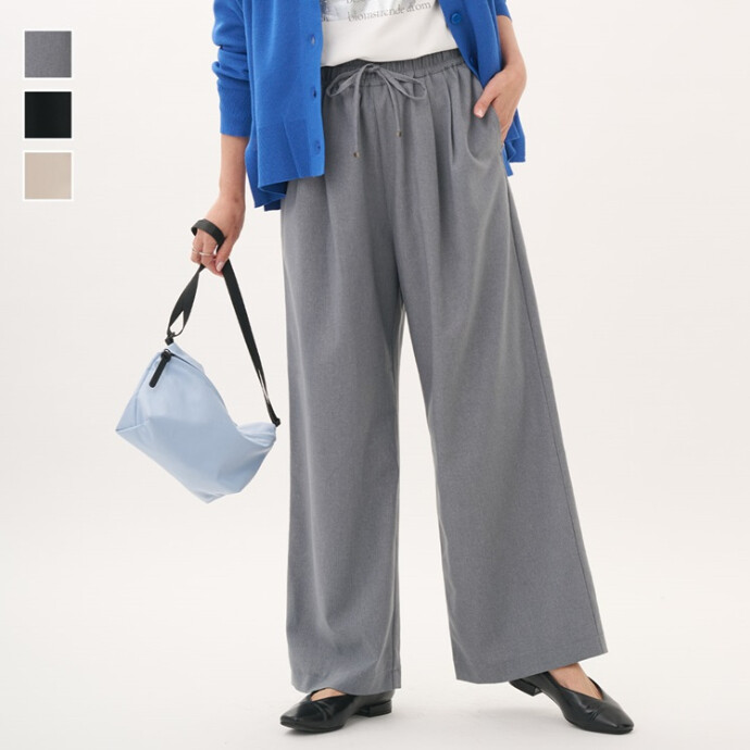 【すごナノ撥水】ギャザーワイドパンツ