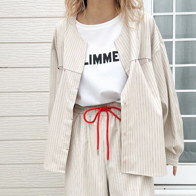 ストライプシャツジャケット【セットアップ対応アイテム】