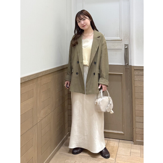 【SPRING】ジャケット×サテンスカート【淡色】