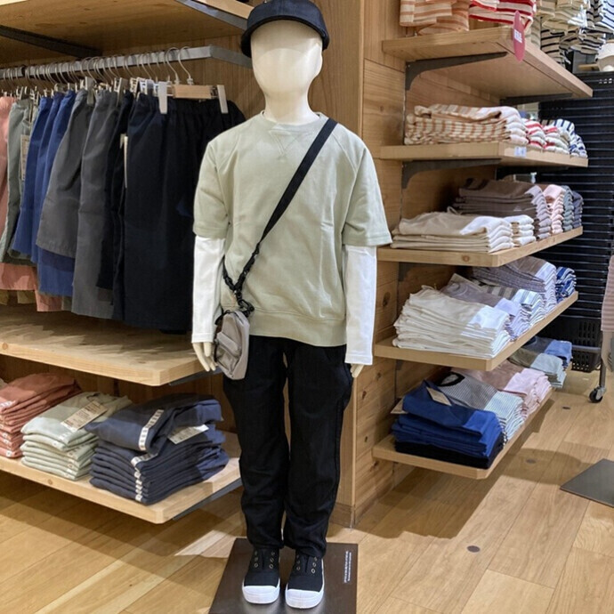 キッズコーデ! ライトスウェットクルーネック五分袖Tシャツ