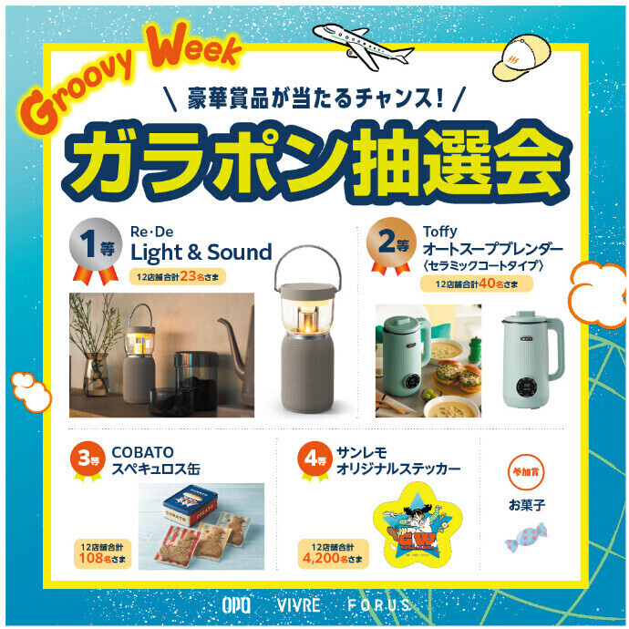 GroovyWeekガラポン抽選会　 ５/3(日) ～5/6(水・休)