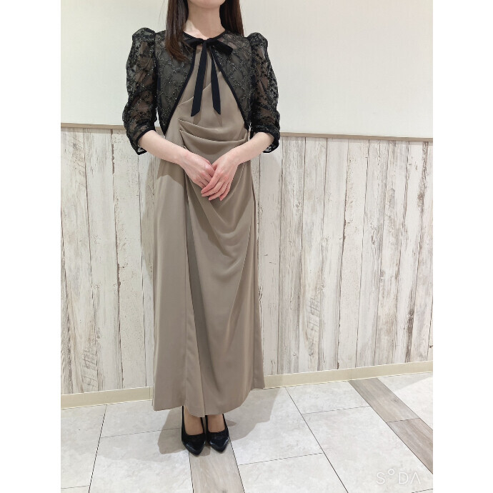 ダイヤレースボレロドレープドレス