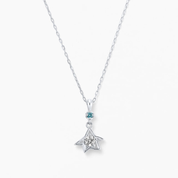 二つの星が輝く✨ ダイヤモンド・ブルーダイヤモンド ネックレス