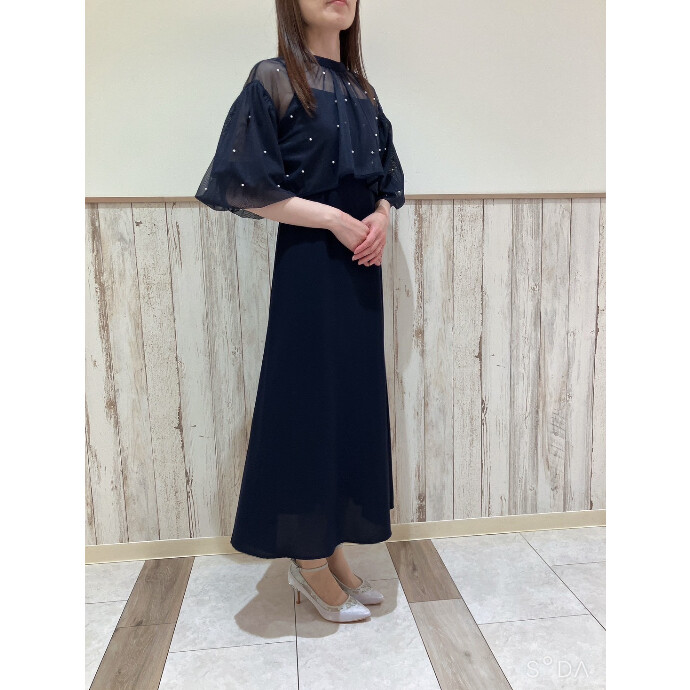 パールドットボレロ付きフレアワンピース