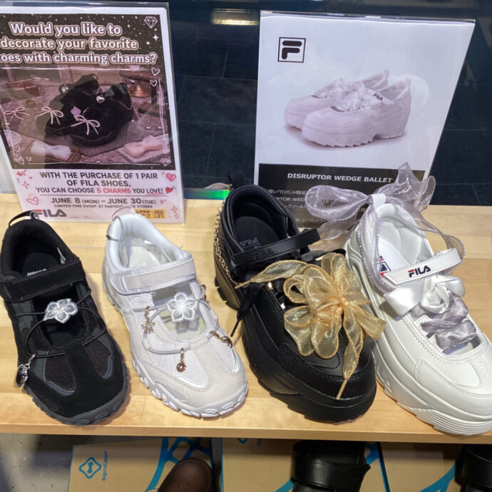【FILA】大人気スニーカー購入で、自分好みにカスタムできるノベルティチャームを5個プレゼント！