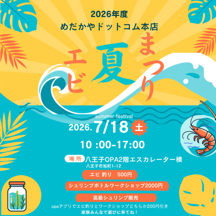 めだかやドットコム本店 特別イベント「エビ夏まつり」