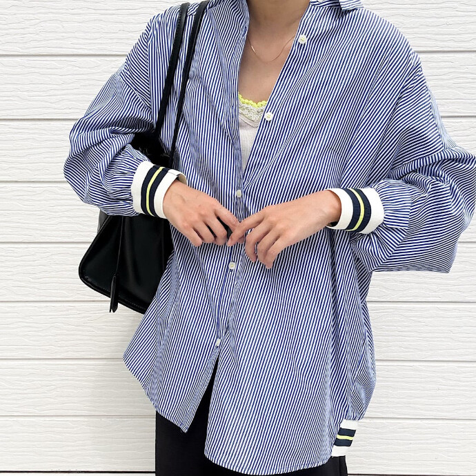 【新色入荷】ピンストライプリブドッキングシャツ