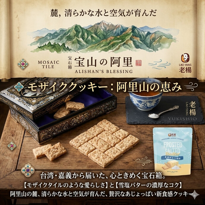 霜塩に水を使わず仕上げたバターを合わせ、 「霜塩バターサブレ」を作り上げました。 より濃厚でまろやかな美味しさを引き出した逸品です。
