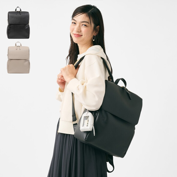 合皮フラップA4ゆったりリュック