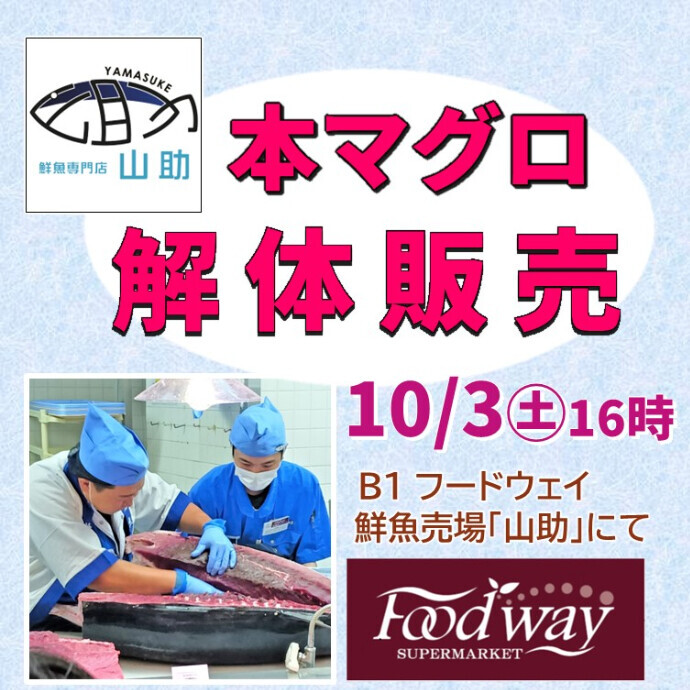 本マグロ解体販売⭐10月3日(土)16時から開催