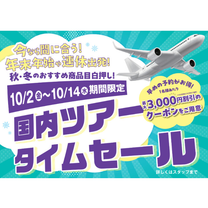 国内ツアー タイムセール！
