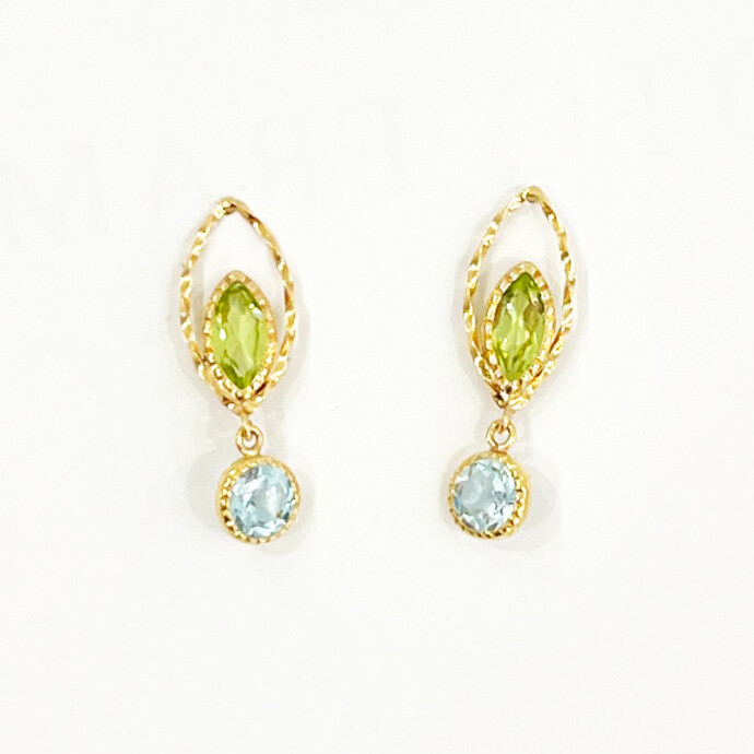 ペリドット&ブルートパーズピアス