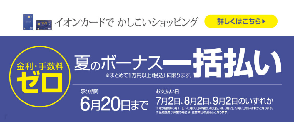 11/21(火)～6/20(木)夏のボーナス一括払い金利・手数料ゼロ！